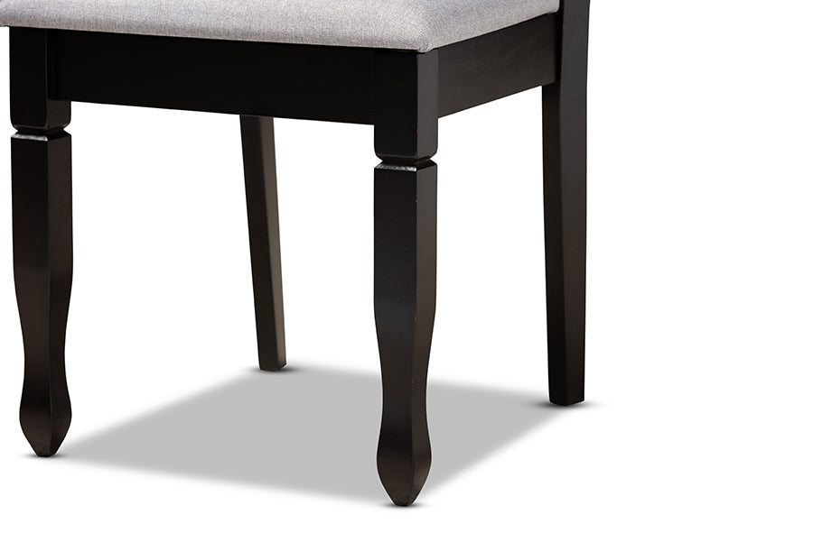 Reneau Modern and Contemporary Grey Fabric Upholstered Espresso Brown Finished Wood 2-Piece Dining Chair Set Set
