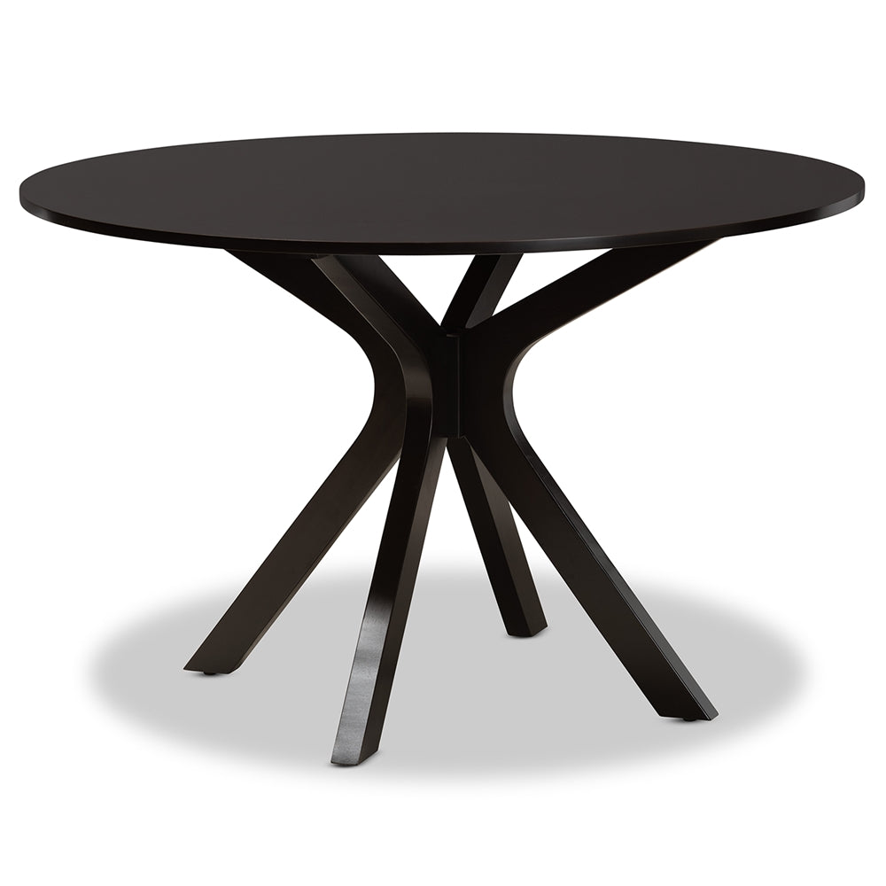 Mila Modern and Contemporary Grey Fabric Upholstered and Dark Brown Finished Wood 7-Piece Dining Set