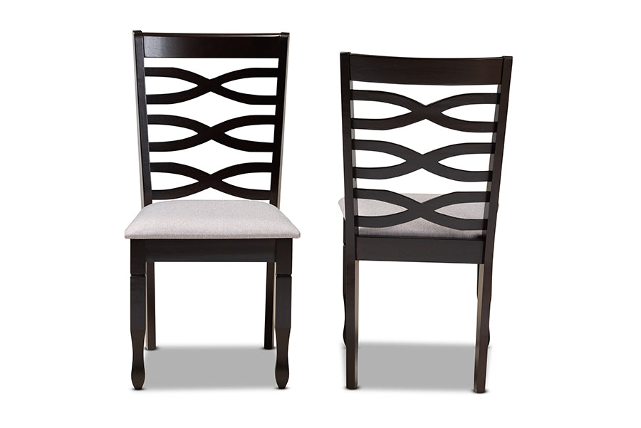 Lanier Modern and Contemporary Grey Fabric Upholstered Espresso Brown Finished Wood 2-Piece Dining Chair Set