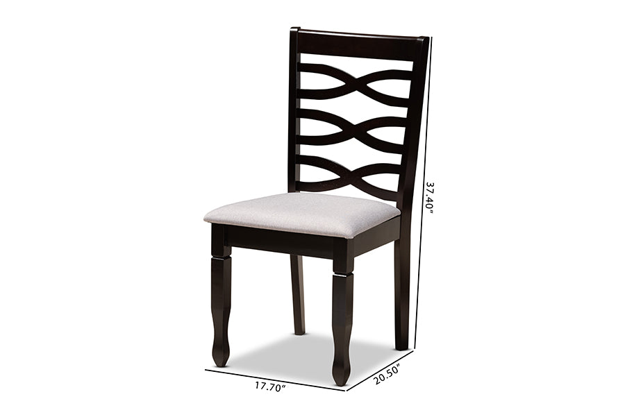 Lanier Modern and Contemporary Grey Fabric Upholstered Espresso Brown Finished Wood 2-Piece Dining Chair Set