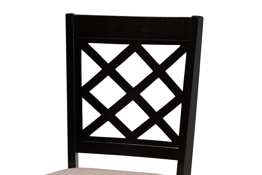 Verner Modern and Contemporary Sand Fabric Upholstered Dark Brown Finished 2-Piece Wood Dining Chair Set