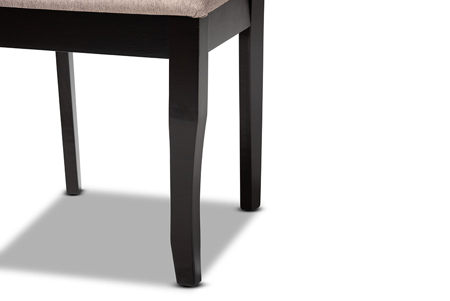 Verner Modern and Contemporary Sand Fabric Upholstered Dark Brown Finished 2-Piece Wood Dining Chair Set