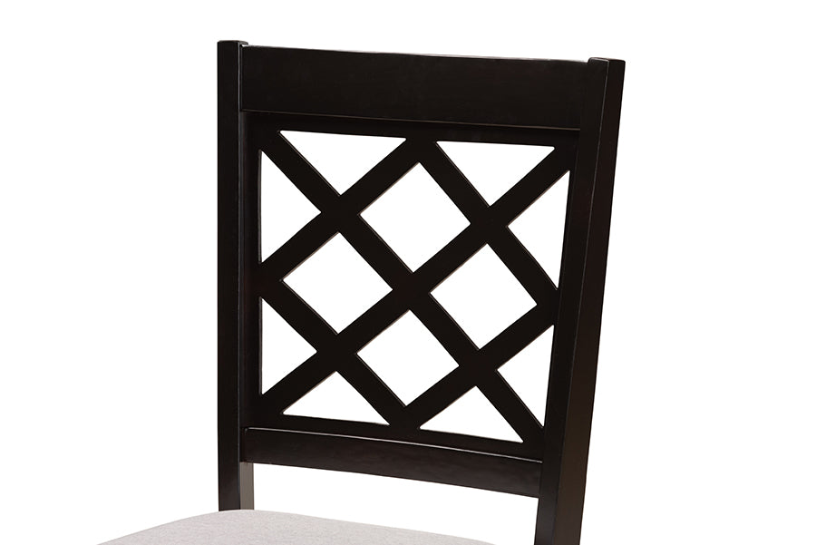 Verner Modern and Contemporary Grey Fabric Upholstered and Dark Brown Finished Wood 2-Piece Dining Chair Set