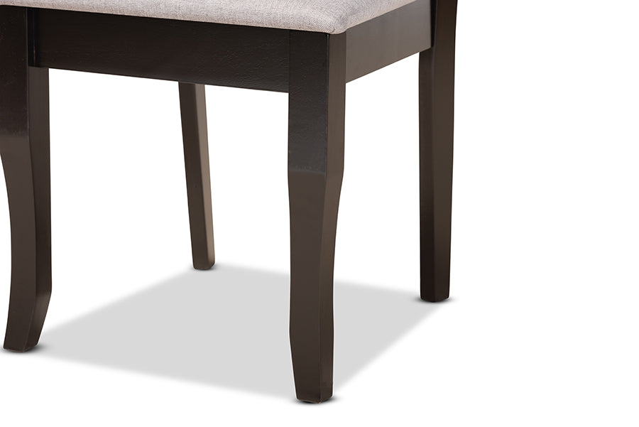 Verner Modern and Contemporary Grey Fabric Upholstered and Dark Brown Finished Wood 2-Piece Dining Chair Set