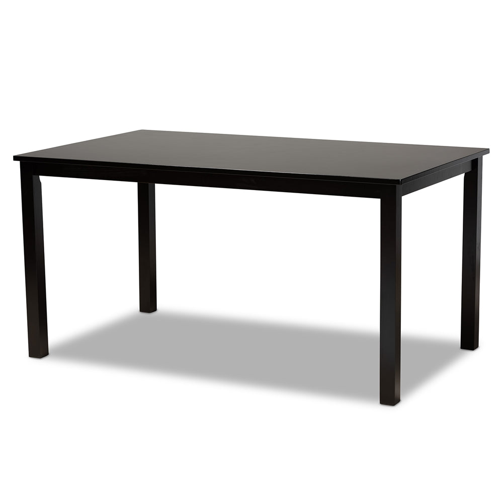 Renaud Modern and Contemporary Sand Fabric Upholstered and Dark Brown Finished Wood 7-Piece Dining Set