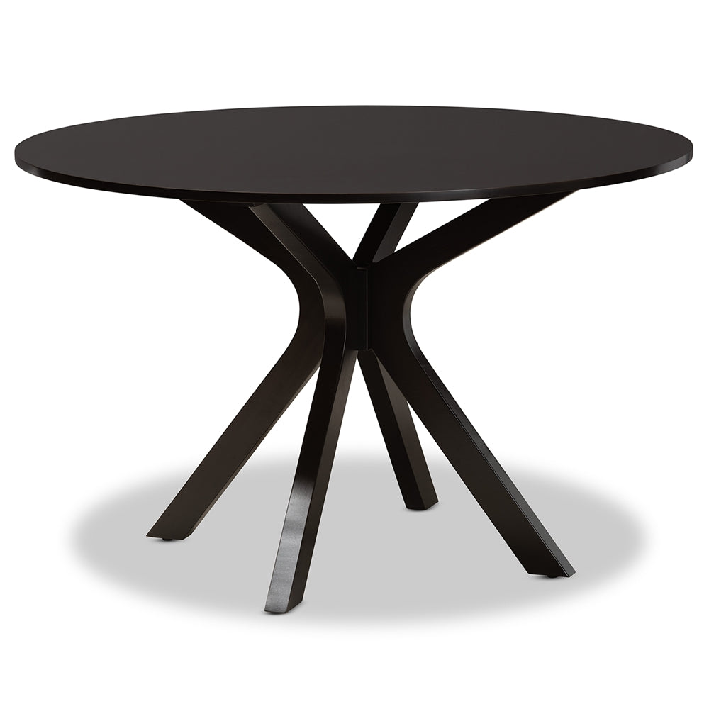 Sadie Modern and Contemporary Sand Fabric Upholstered and Dark Brown Finished Wood 7-Piece Dining Set