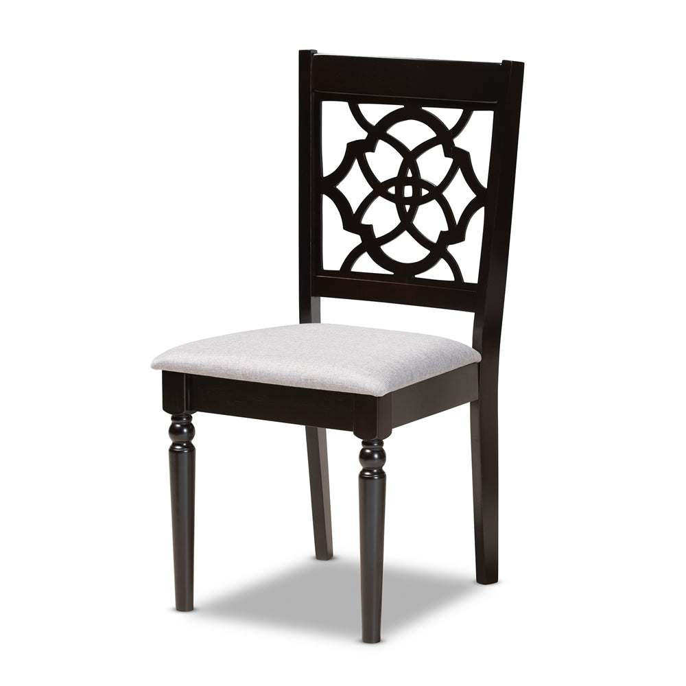 Sadie Modern and Contemporary Grey Fabric Upholstered and Dark Brown Finished Wood 7-Piece Dining Set