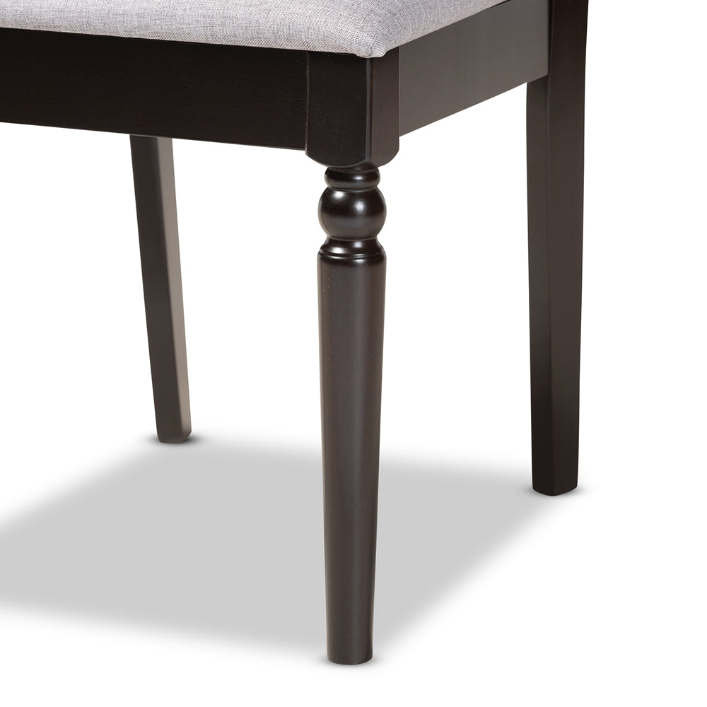 Sadie Modern and Contemporary Grey Fabric Upholstered and Dark Brown Finished Wood 7-Piece Dining Set