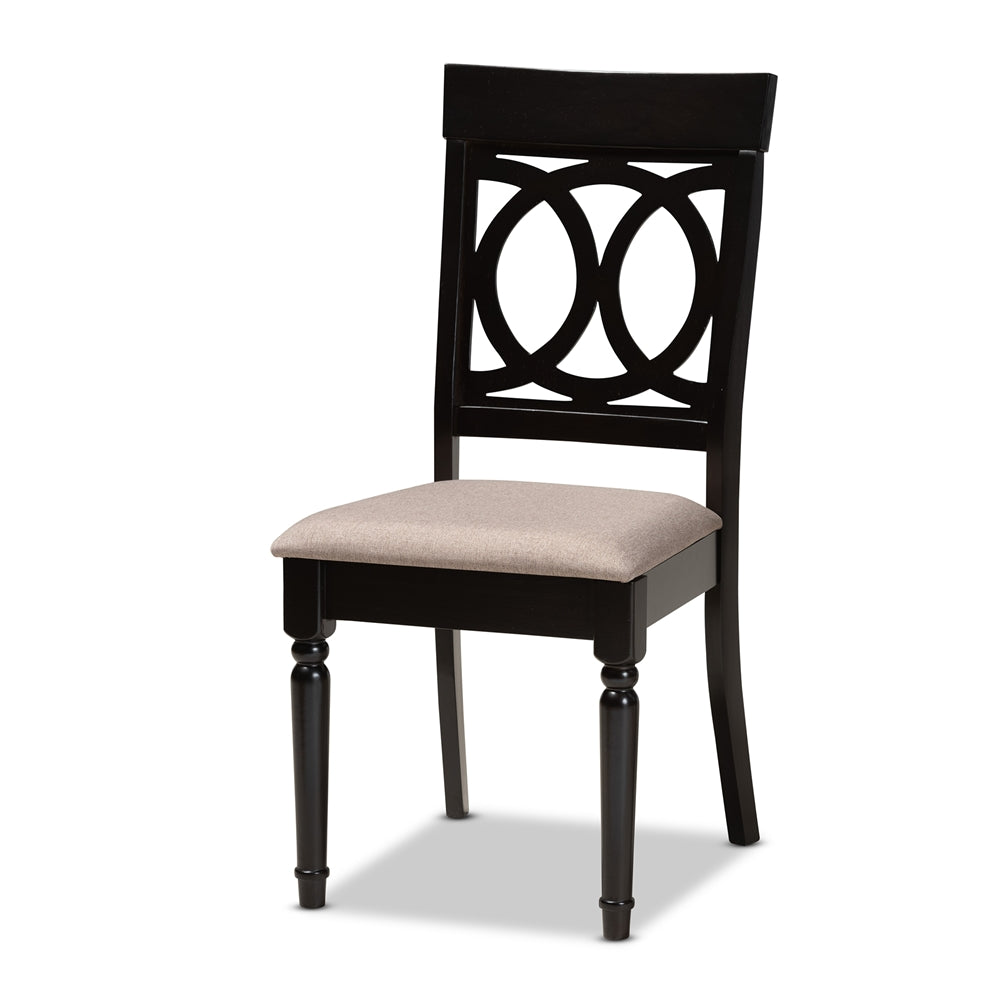 Lucie Modern and Contemporary Sand Fabric Upholstered and Dark Brown Finished Wood 7-Piece Dining Set
