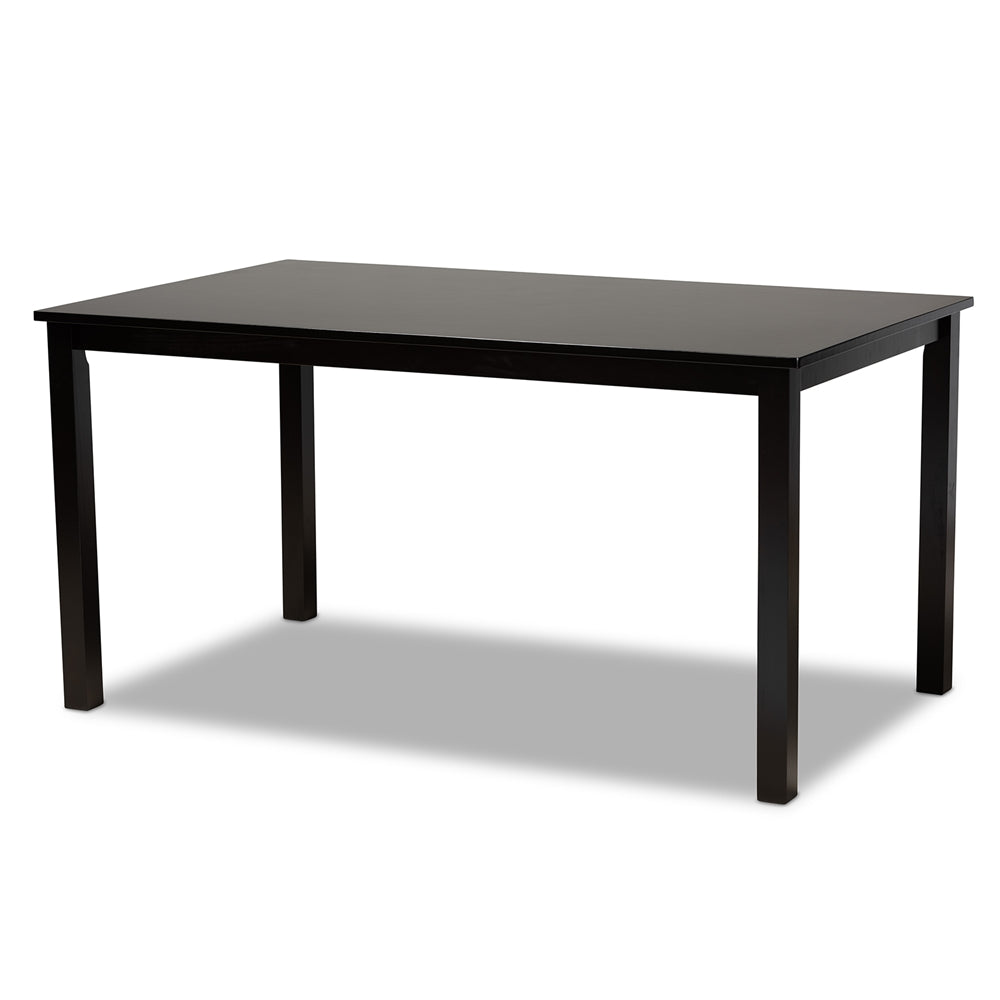 Lucie Modern and Contemporary Sand Fabric Upholstered and Dark Brown Finished Wood 7-Piece Dining Set