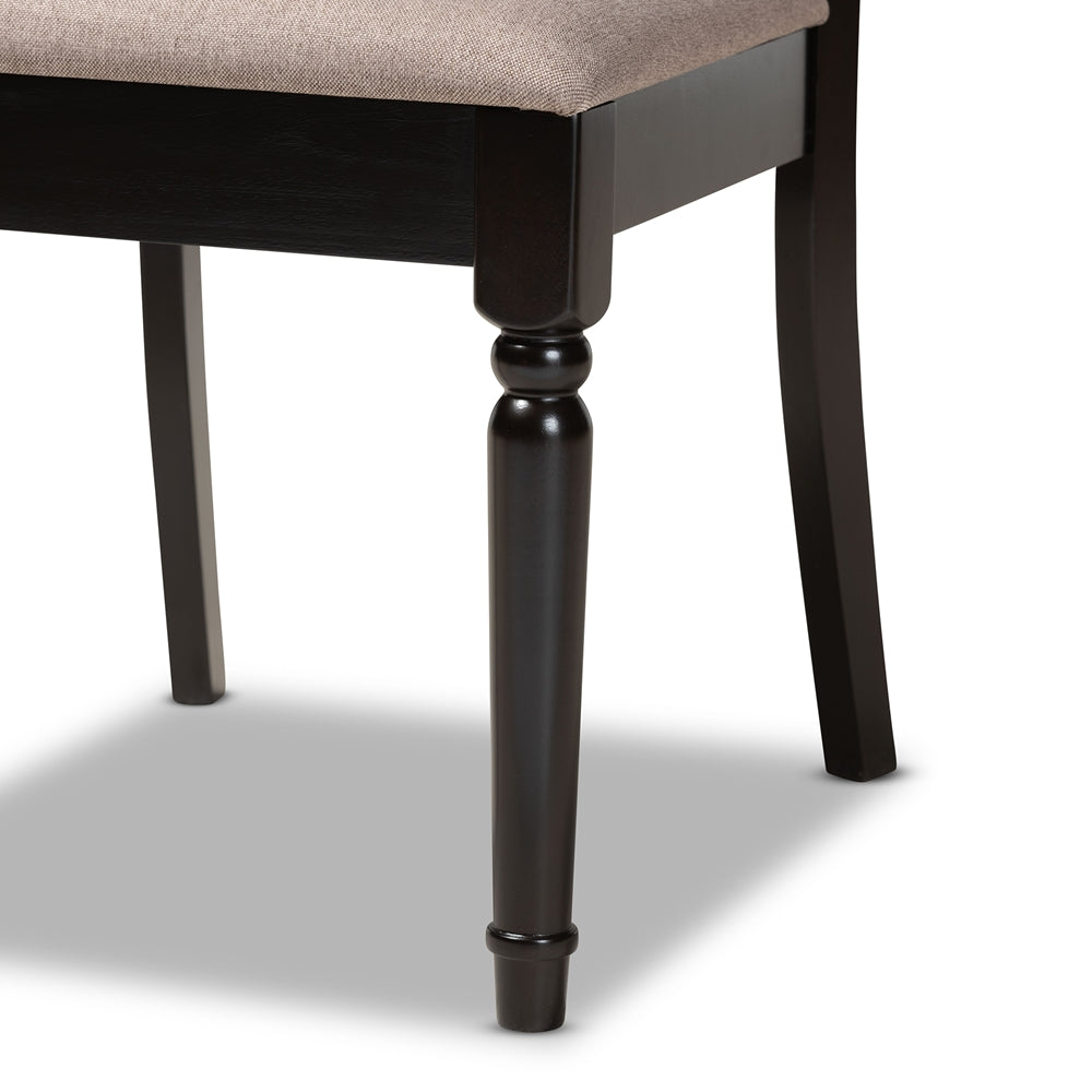 Jessie Modern and Contemporary Sand Fabric Upholstered and Dark Brown Finished Wood 7-Piece Dining Set