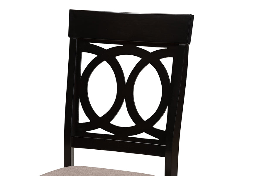 Lucie Modern and Contemporary Sand Fabric Upholstered and Espresso Brown Finished Wood 2-Piece Dining Chair Set Set