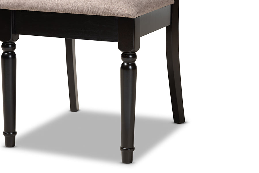 Lucie Modern and Contemporary Sand Fabric Upholstered and Espresso Brown Finished Wood 2-Piece Dining Chair Set Set