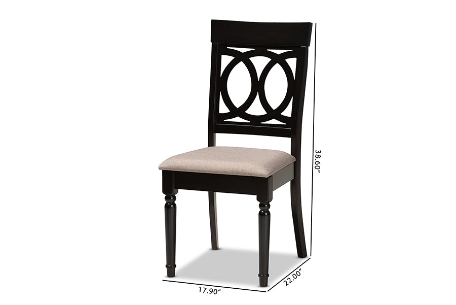 Lucie Modern and Contemporary Sand Fabric Upholstered and Espresso Brown Finished Wood 2-Piece Dining Chair Set Set