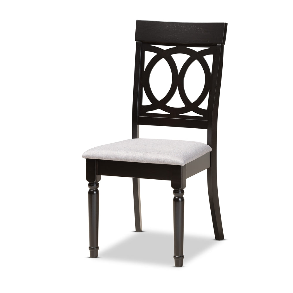 Jessie Modern and Contemporary Grey Fabric Upholstered and Dark Brown Finished Wood 7-Piece Dining Set