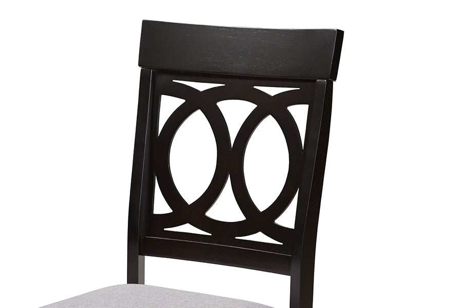 Lucie Modern and Contemporary Grey Fabric Upholstered and Espresso Brown Finished Wood 2-Piece Dining Chair Set