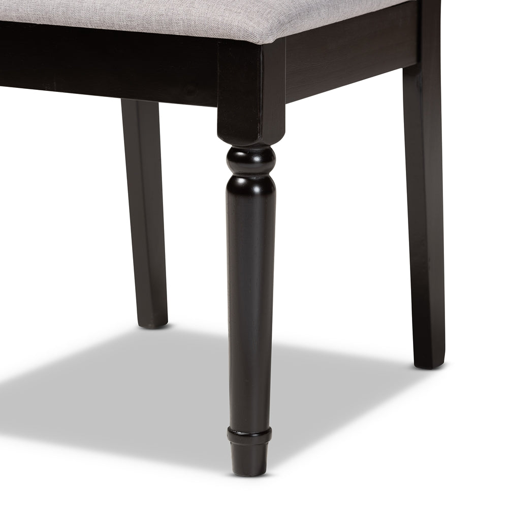 Callie Modern and Contemporary Grey Fabric Upholstered and Dark Brown Finished Wood 7-Piece Dining Set