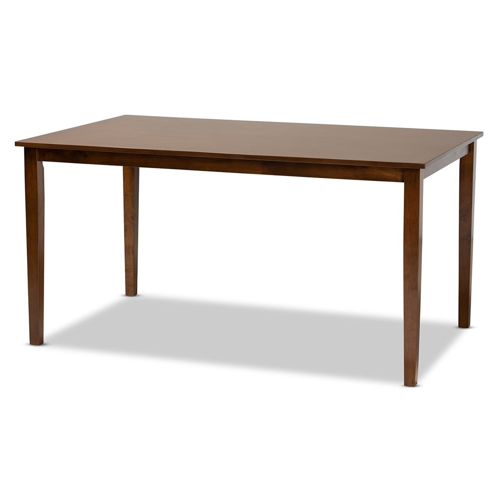 Verner Modern and Contemporary Grey Fabric Upholstered and Walnut Brown Finished Wood 7-Piece Dining Set
