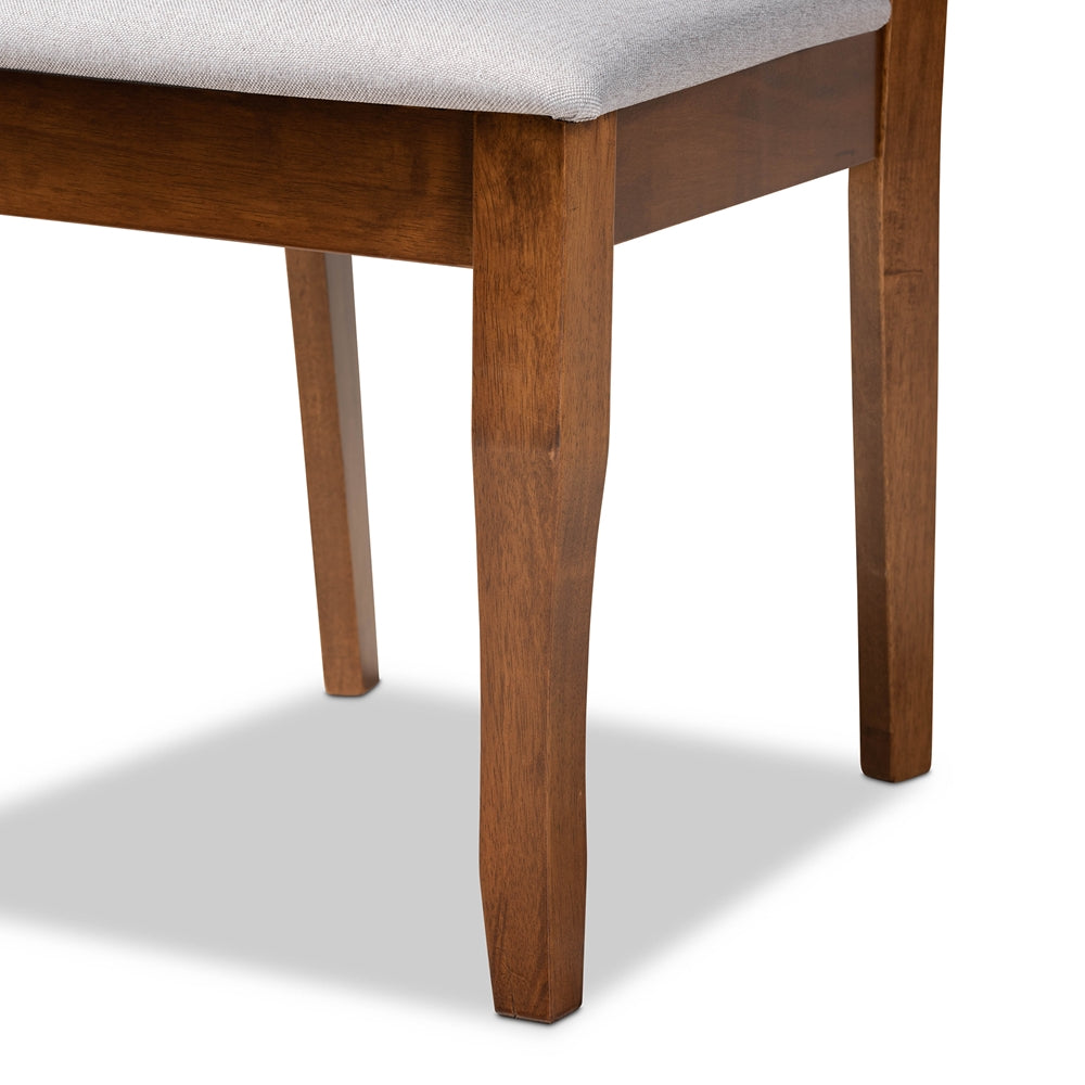 Verner Modern and Contemporary Grey Fabric Upholstered and Walnut Brown Finished Wood 7-Piece Dining Set