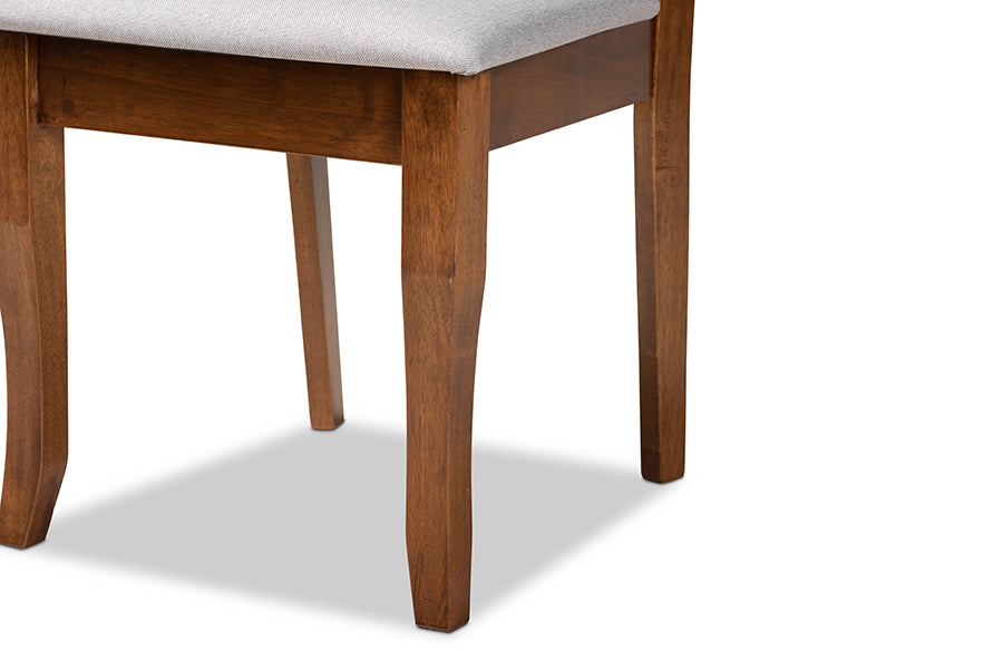 Verner Modern and Contemporary Grey Fabric Upholstered Walnut Finished Wood 2-Piece Dining Chair Set