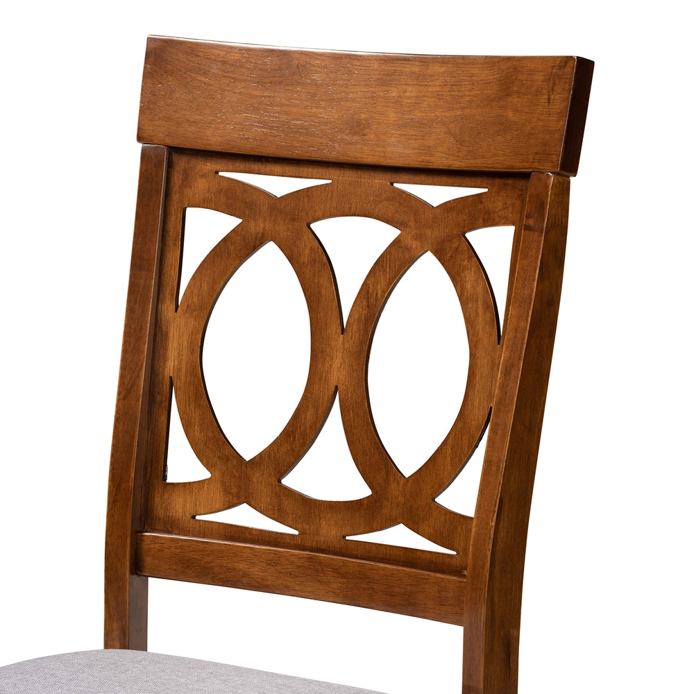 Jessie Modern and Contemporary Grey Fabric Upholstered and Walnut Brown Finished Wood 7-Piece Dining Set
