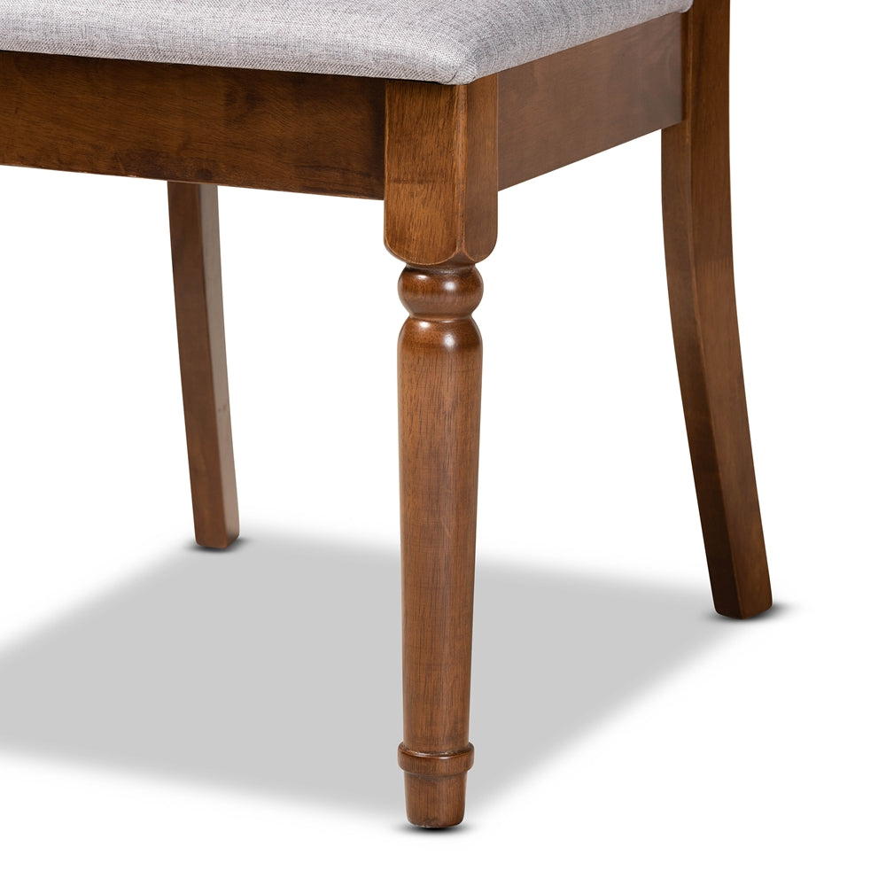 Jessie Modern and Contemporary Grey Fabric Upholstered and Walnut Brown Finished Wood 7-Piece Dining Set
