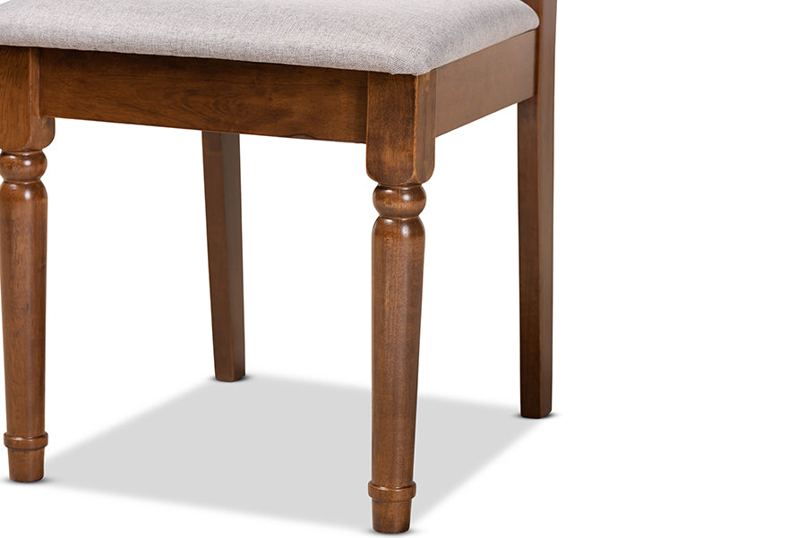 Cherese Modern and Contemporary Grey Fabric Upholstered and Walnut Brown Finished Wood 2-Piece Dining Chair Set