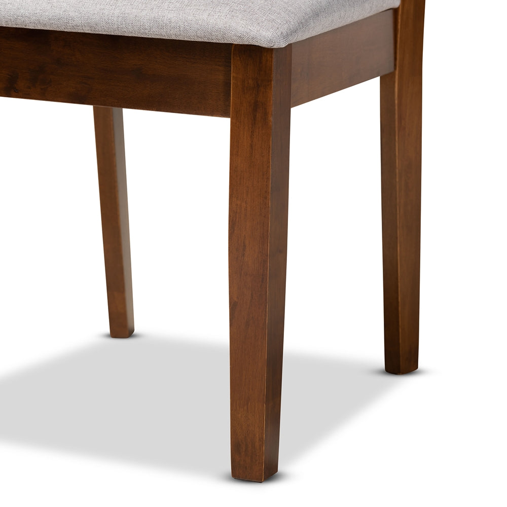 Norah Modern and Contemporary Grey Fabric Upholstered and Walnut Brown Finished Wood 7-Piece Dining Set