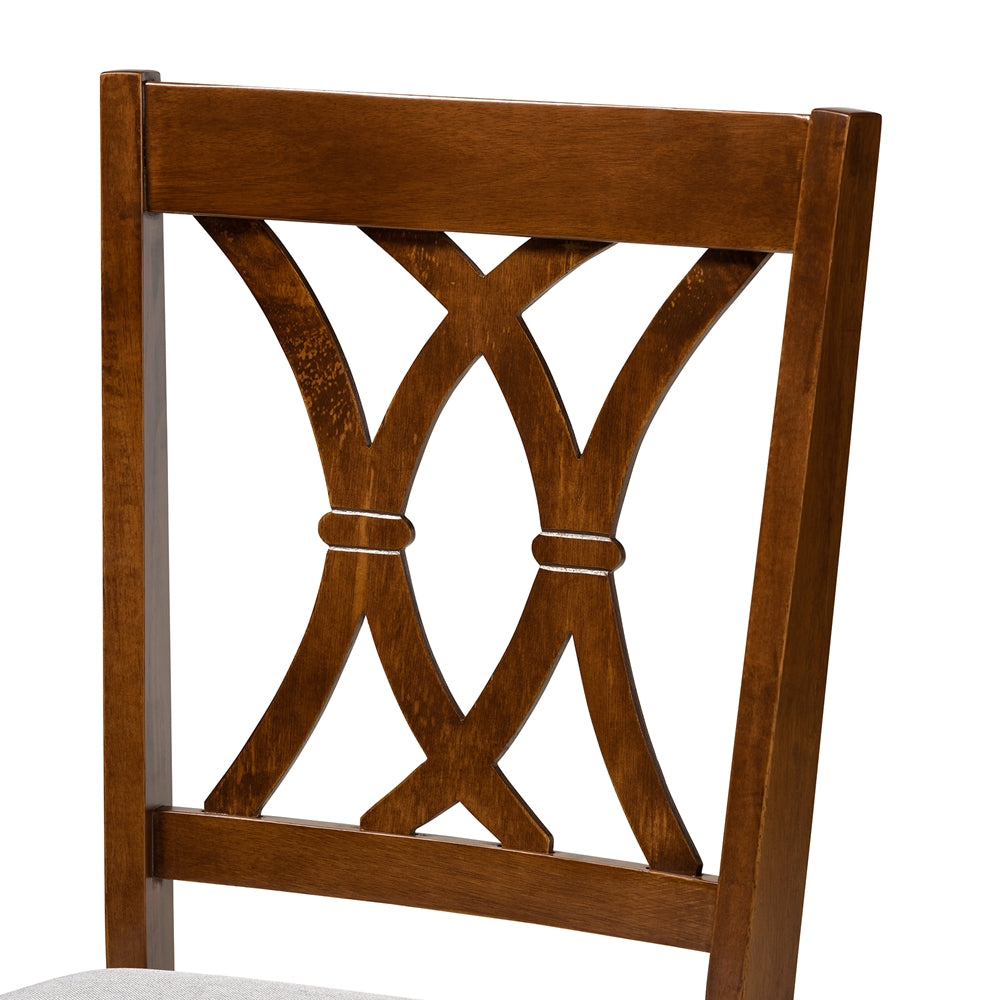 Augustine Modern and Contemporary Grey Fabric Upholstered and Walnut Brown Finished Wood 7-Piece Dining Set