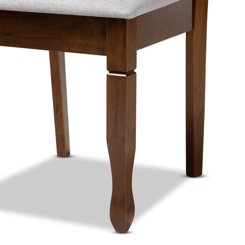 Augustine Modern and Contemporary Grey Fabric Upholstered and Walnut Brown Finished Wood 7-Piece Dining Set