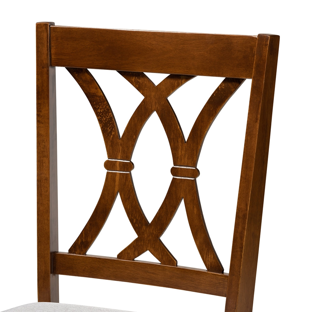 Maya Modern Grey Fabric and Walnut Brown Finished Wood 7-Piece Dining Set
