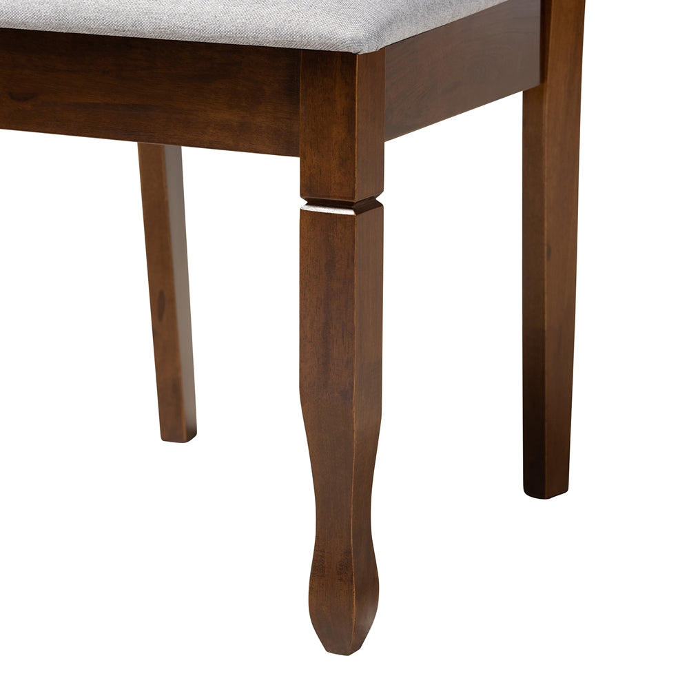 Maya Modern Grey Fabric and Walnut Brown Finished Wood 7-Piece Dining Set