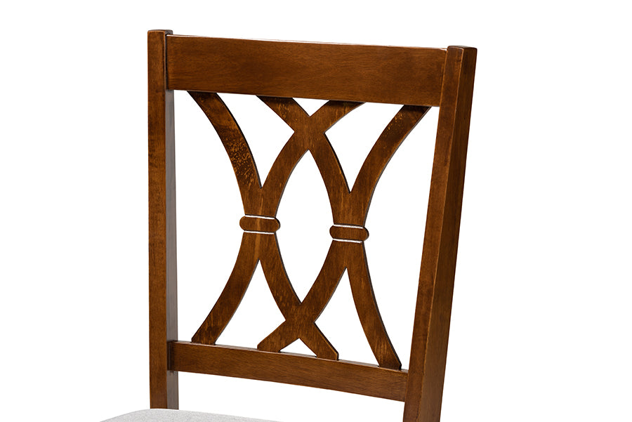 Augustine Modern and Contemporary Grey Fabric Upholstered and Walnut Brown Finished Wood 2-Piece Dining Chair Set Set