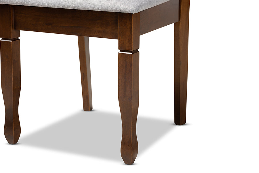 Augustine Modern and Contemporary Grey Fabric Upholstered and Walnut Brown Finished Wood 2-Piece Dining Chair Set Set