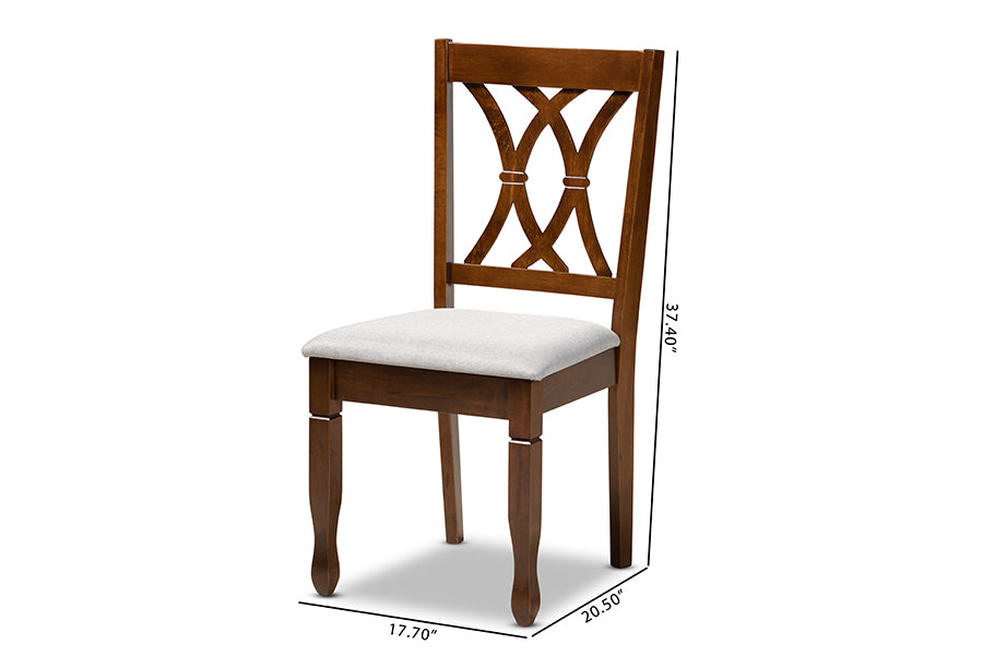 Augustine Modern and Contemporary Grey Fabric Upholstered and Walnut Brown Finished Wood 2-Piece Dining Chair Set Set