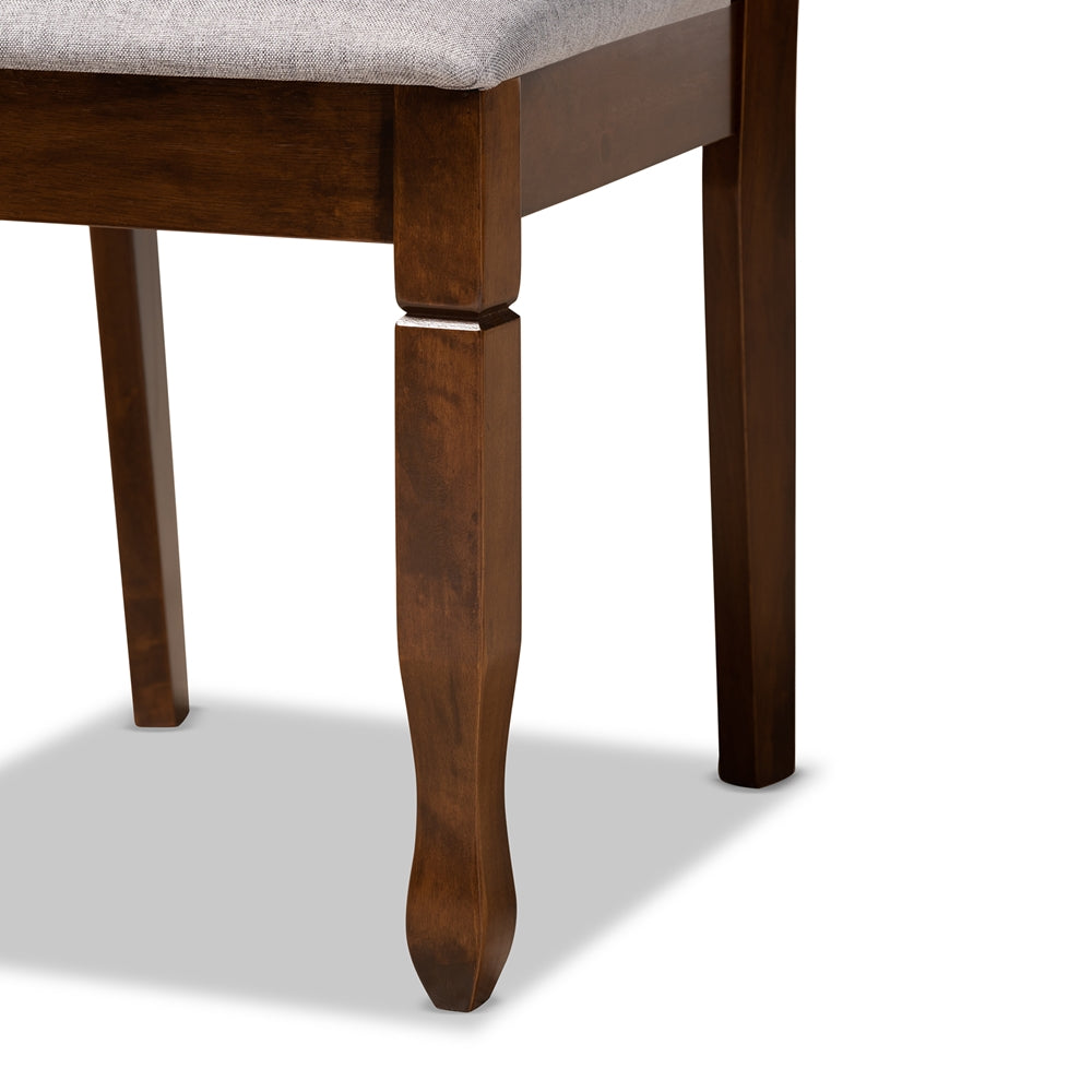Lanier Modern and Contemporary Grey Fabric Upholstered and Walnut Brown Finished Wood 7-Piece Dining Set
