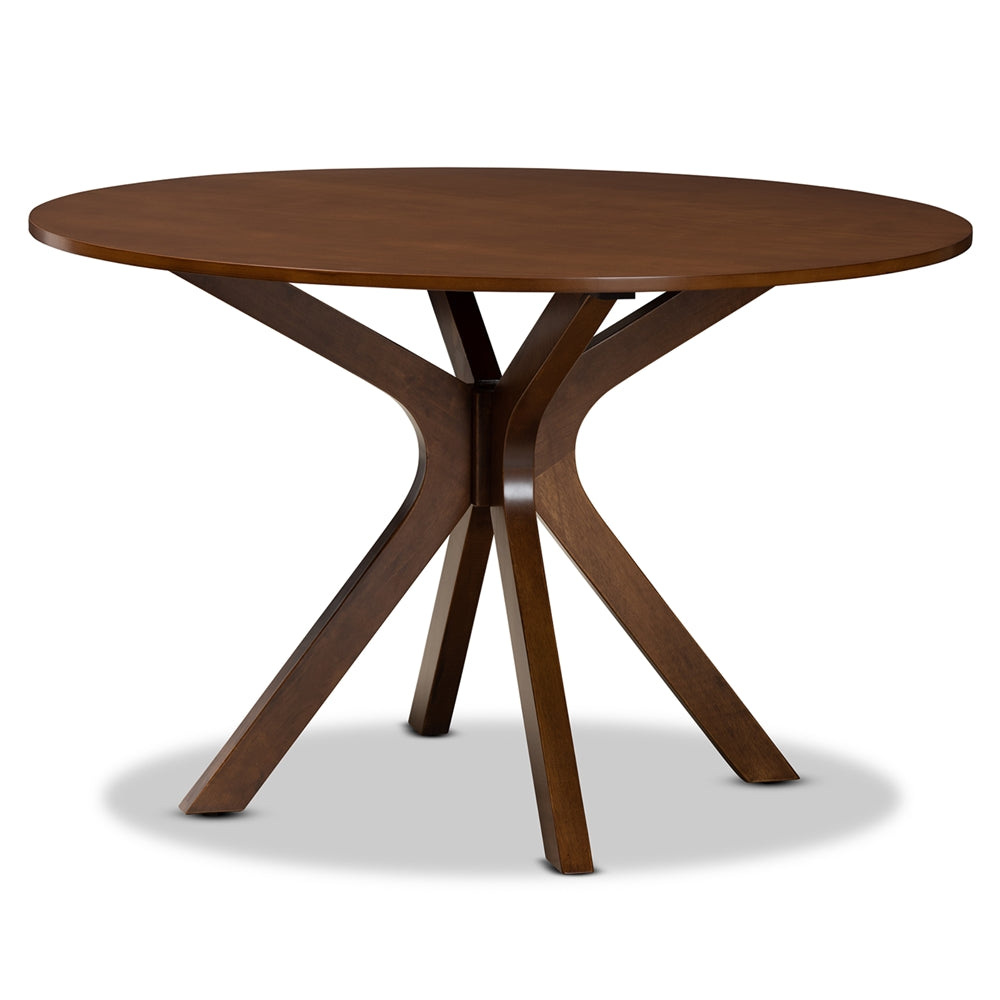 Mila Modern and Contemporary Grey Fabric Upholstered and Walnut Brown Finished Wood 7-Piece Dining Set