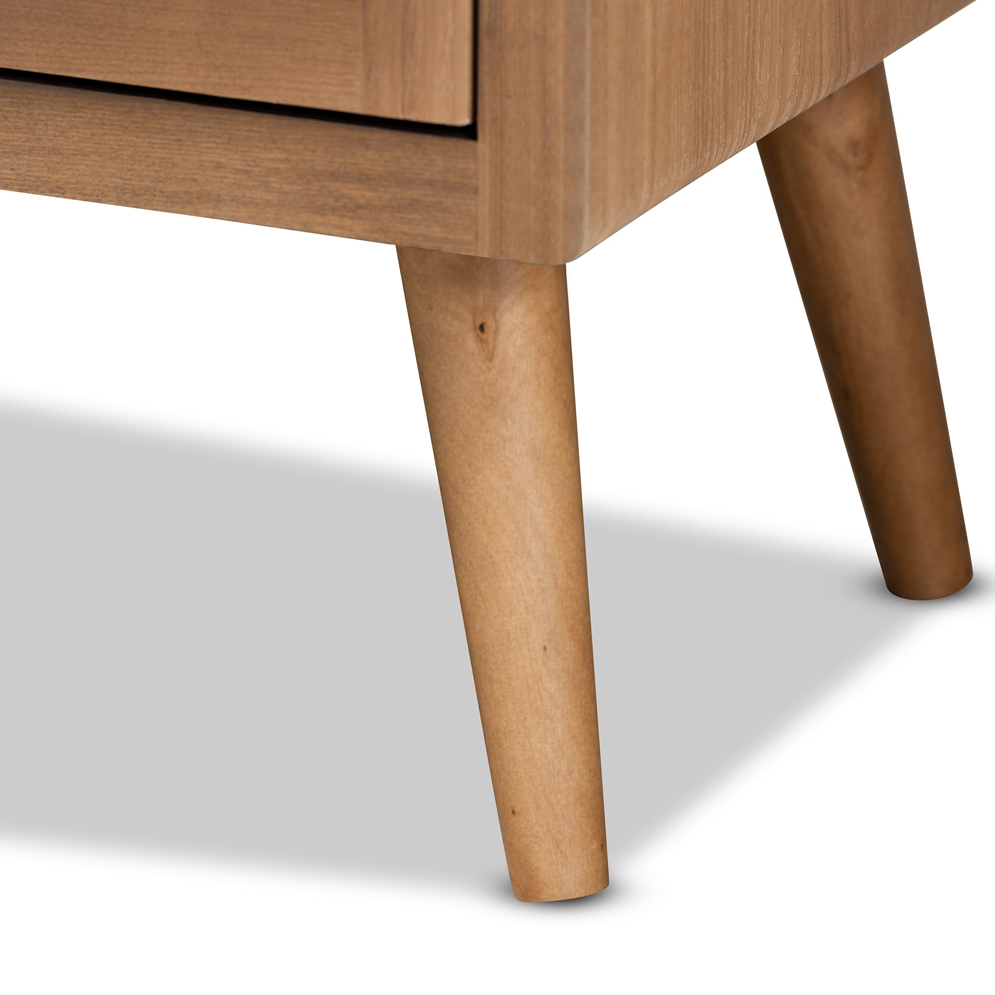 Alina Mid-Century Modern Medium Oak Finished Wood and Rattan 2-Door Accent Storage Cabinet