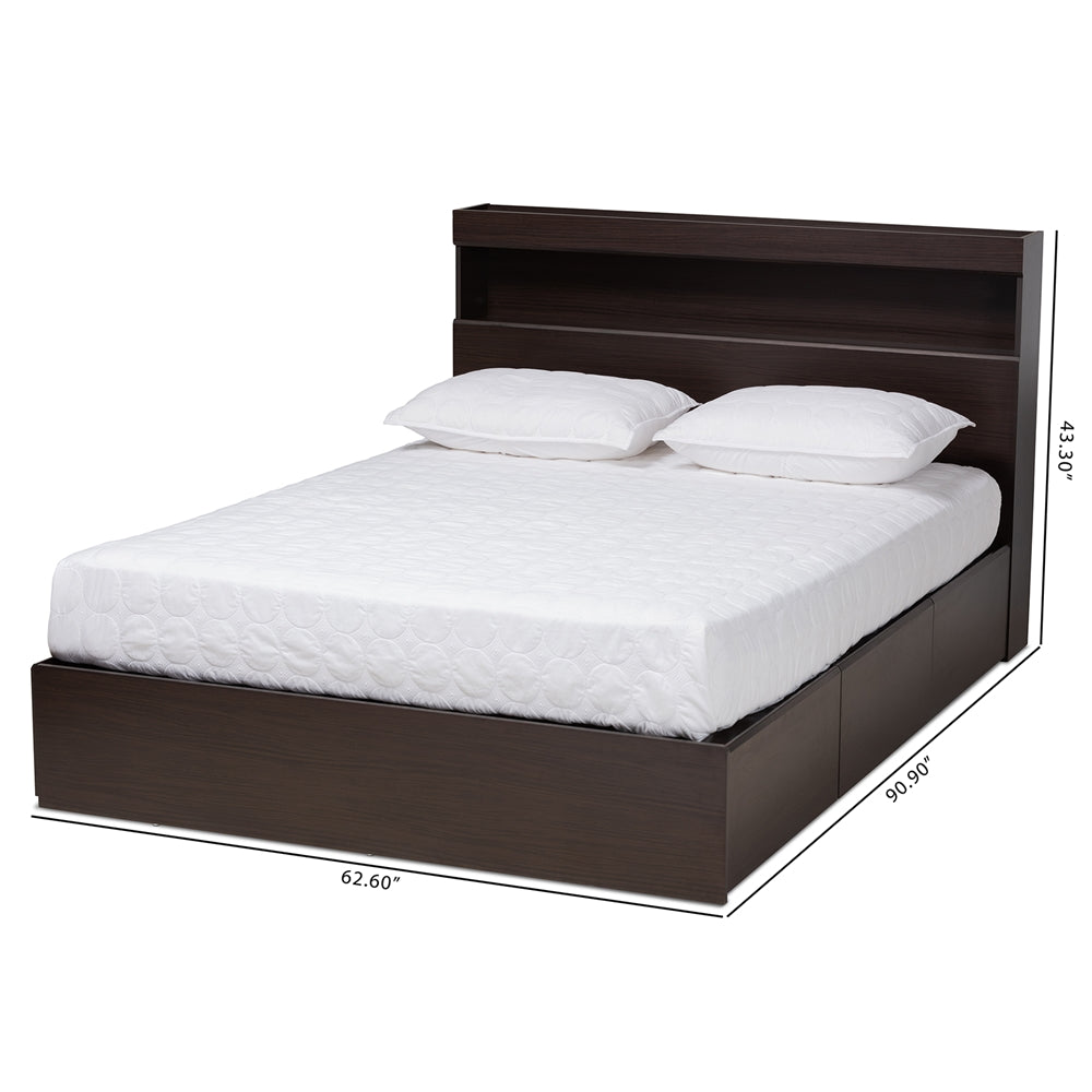 Blaine Dark Brown Finished Wood Queen Size 6-Drawer Platform Storage Bed