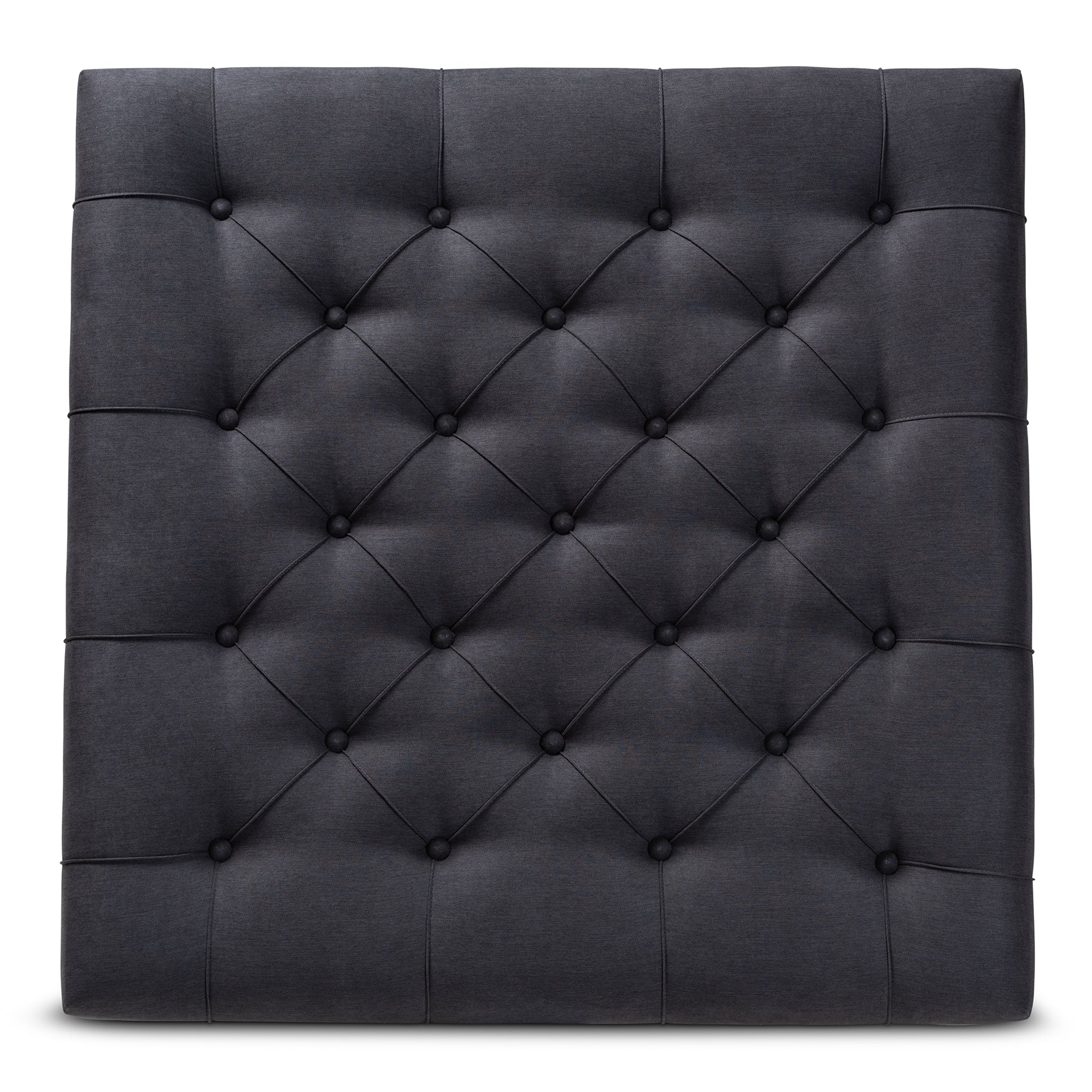Kelly Modern and Rustic Charcoal Linen Fabric Upholstered and Greywashed Wood Cocktail Ottoman