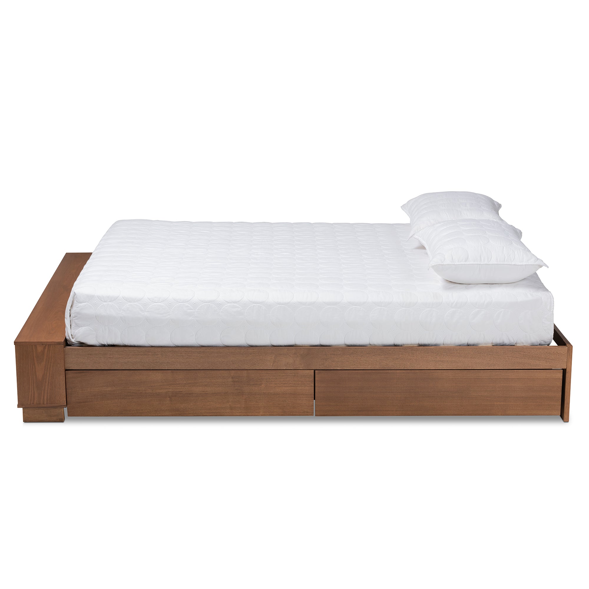 Arthur Ash Walnut Brown Finished Full Size Bed With Built-In Shelves