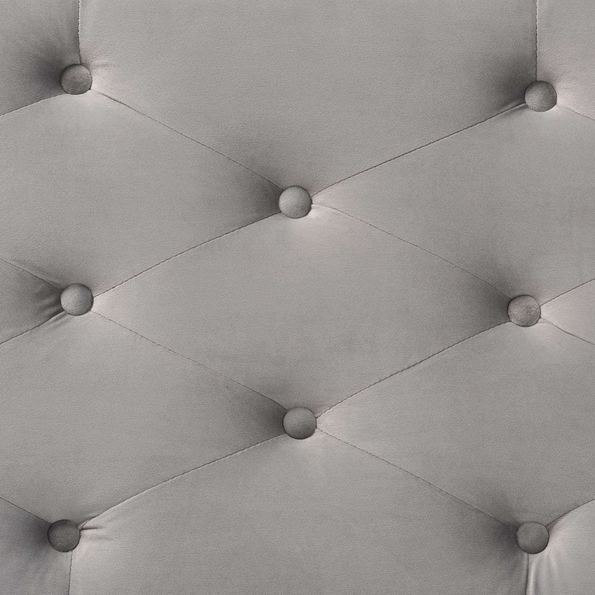 Mabel Modern and Contemporary Transitional Grey Velvet Fabric Upholstered Silver Finished Storage Ottoman