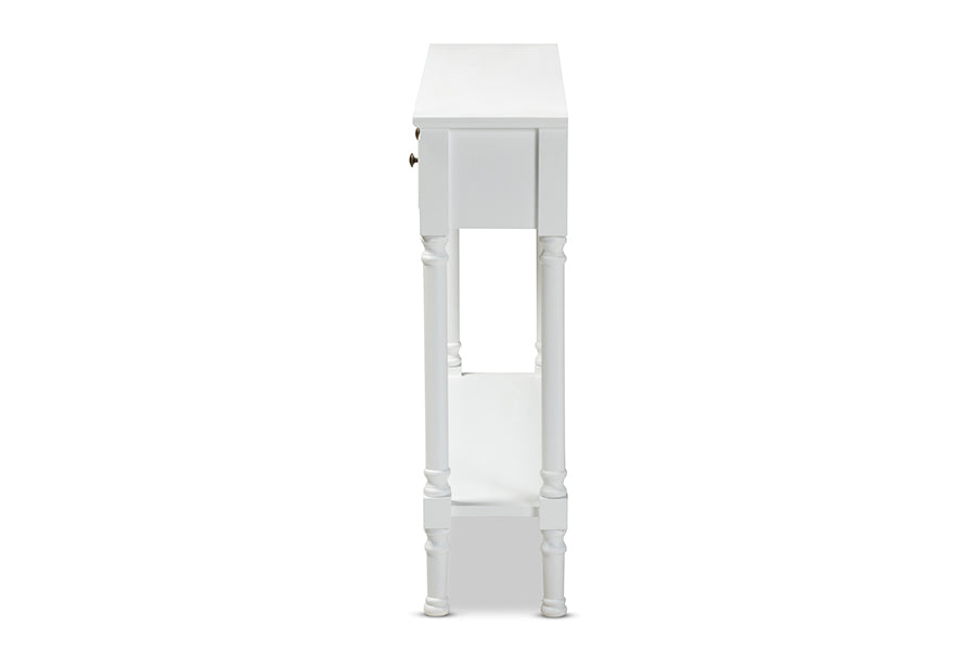 Calvin Classic and Traditional French Farmhouse White Finished Wood 3-Drawer Entryway Console Table