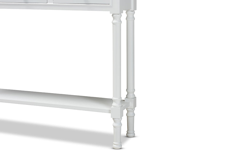 Calvin Classic and Traditional French Farmhouse White Finished Wood 3-Drawer Entryway Console Table