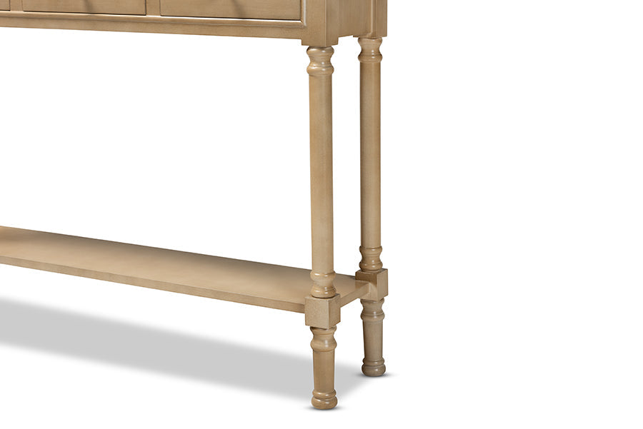 Calvin Classic and Traditional French Farmhouse Oak Brown Finished Wood 3-Drawer Entryway Console Table