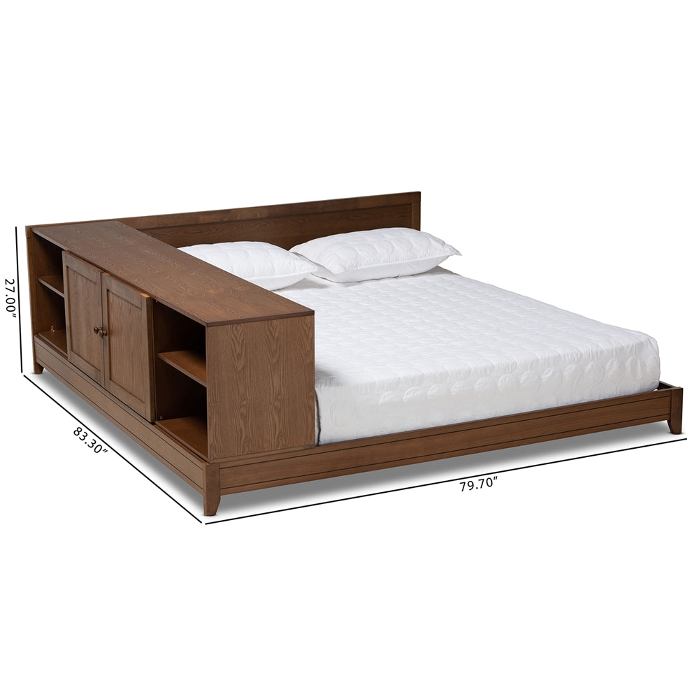 Kaori Walnut Brown Finished Wood Queen Size Platform Storage Bed