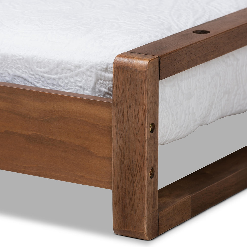 Klara Walnut Finished Wood Expandable Twin Size To King Size Bed Frame