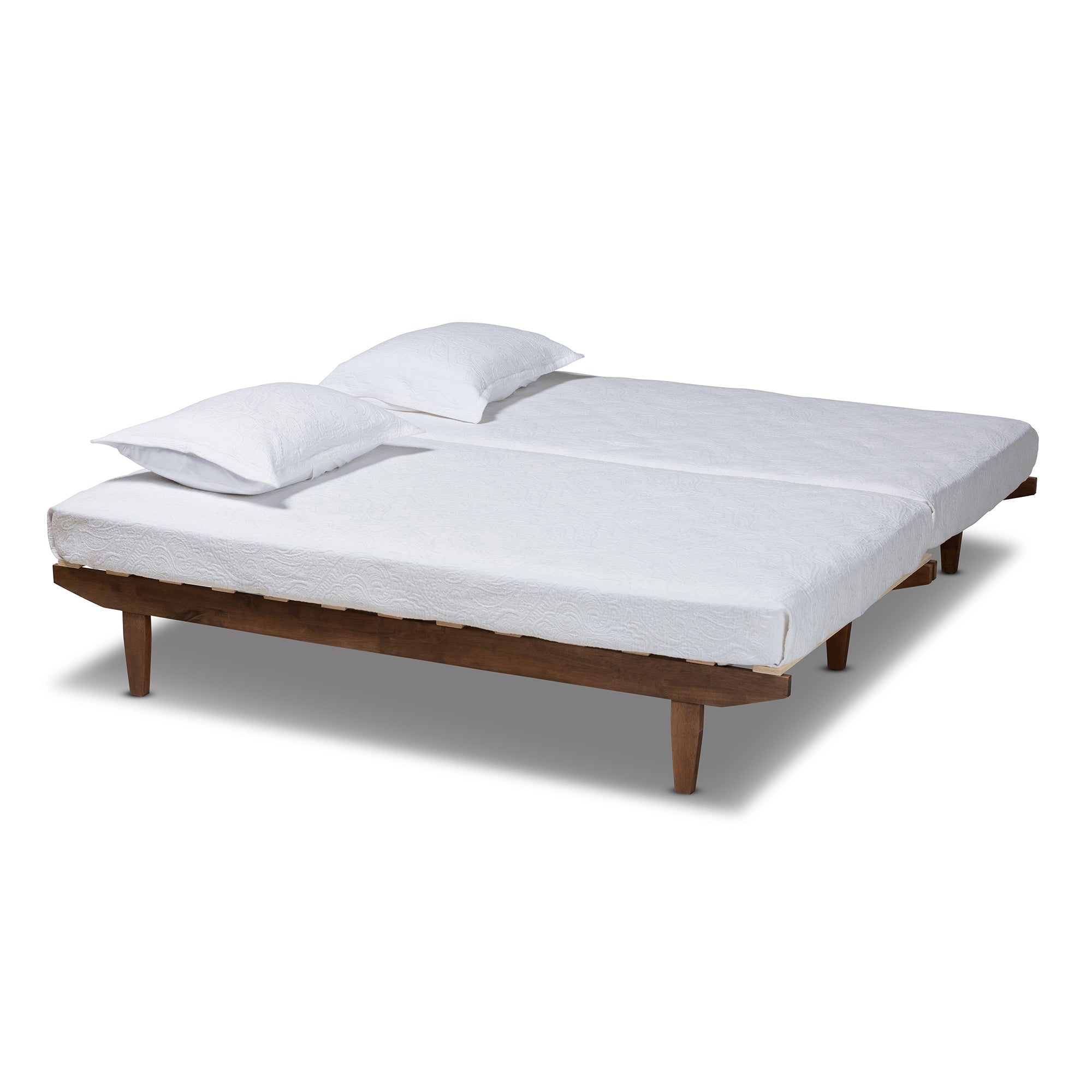Hiro Walnut Finished Wood Expandable Twin Size To King Size Bed Frame