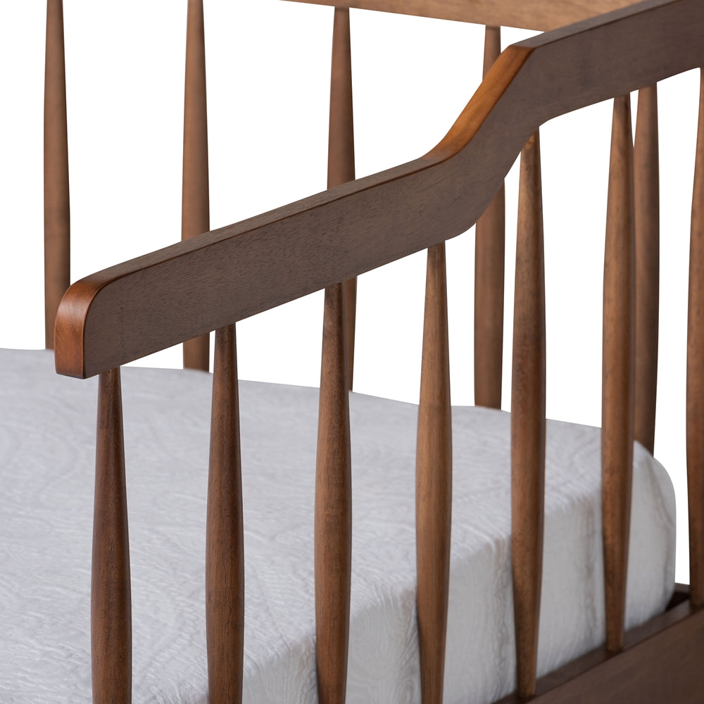 Muriel Modern And Transitional Walnut Brown Finished Wood Expandable Twin Size To King Size Spindle Daybed