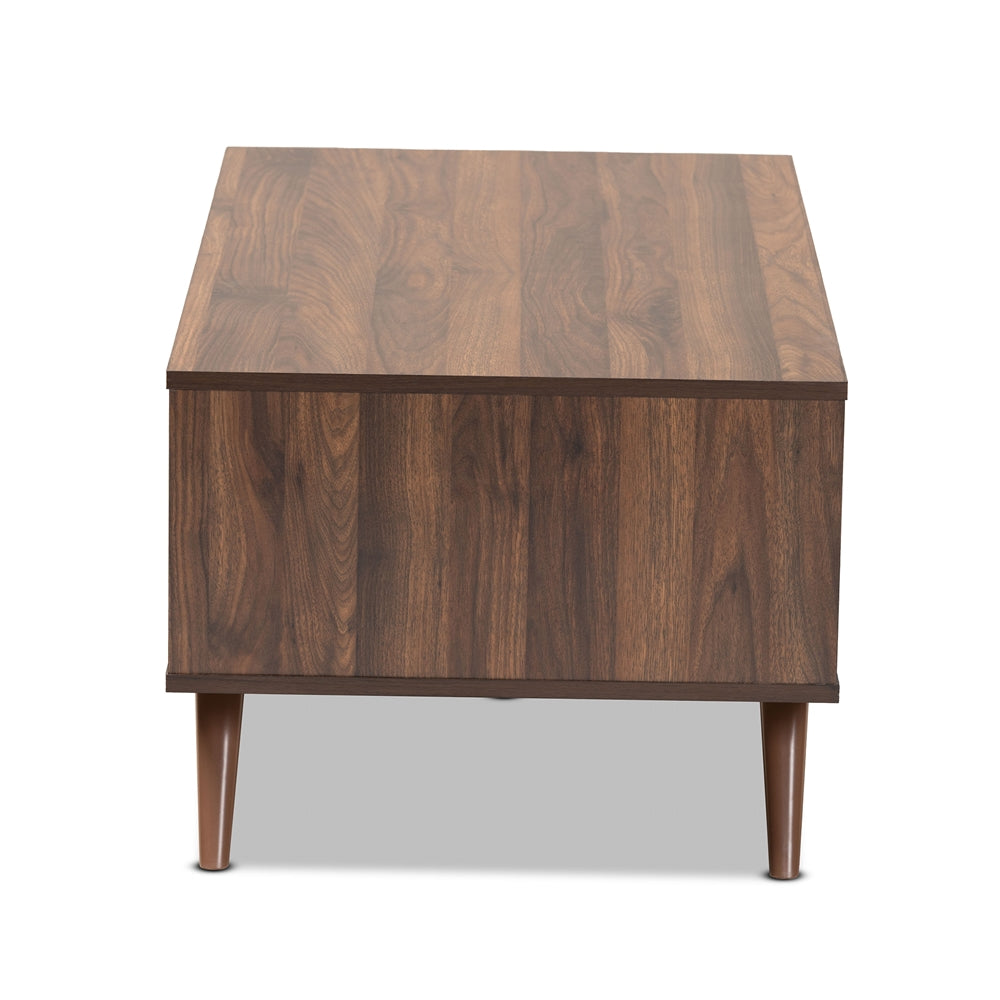 Naoki Modern and Contemporary Two-Tone Grey and Walnut Finished Wood 1-Drawer Coffee Table